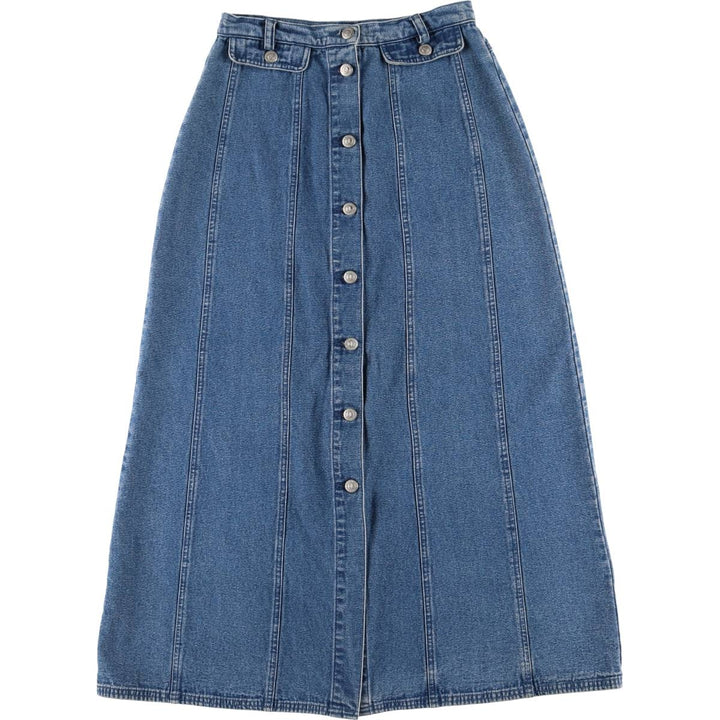 CAROLE LITTLE SPORT Open-Front Denim Long A-Line Skirt, Women's Size L cotton blue type Vintage Second Hand