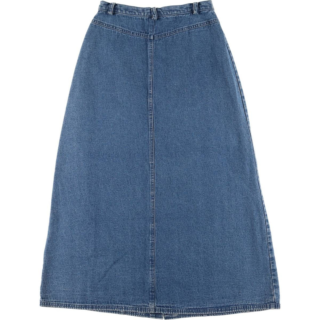 CAROLE LITTLE SPORT Open-Front Denim Long A-Line Skirt, Women's Size L cotton blue type Vintage Second Hand