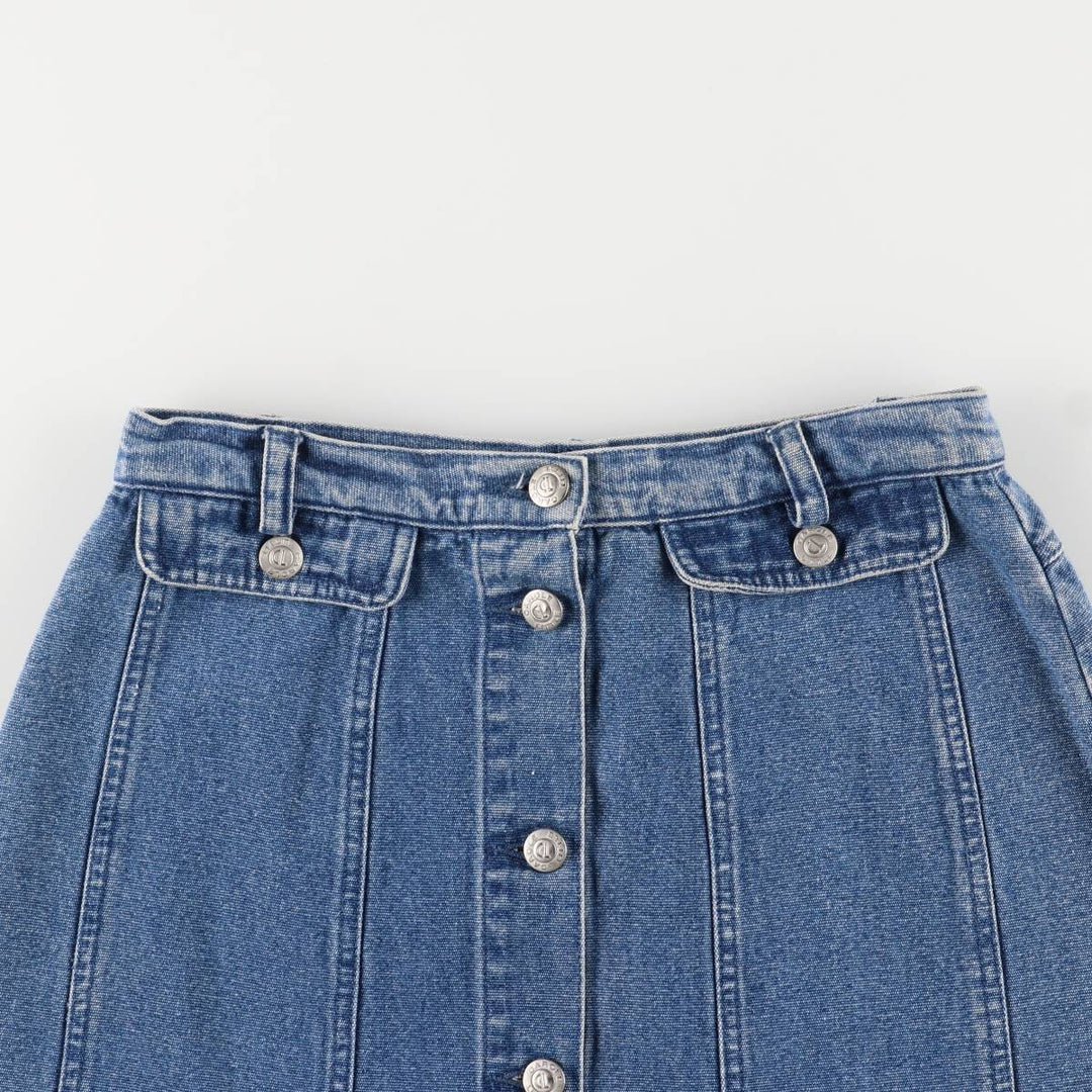 CAROLE LITTLE SPORT Open-Front Denim Long A-Line Skirt, Women's Size L cotton blue type Vintage Second Hand