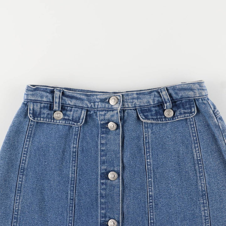 CAROLE LITTLE SPORT Open-Front Denim Long A-Line Skirt, Women's Size L cotton blue type Vintage Second Hand