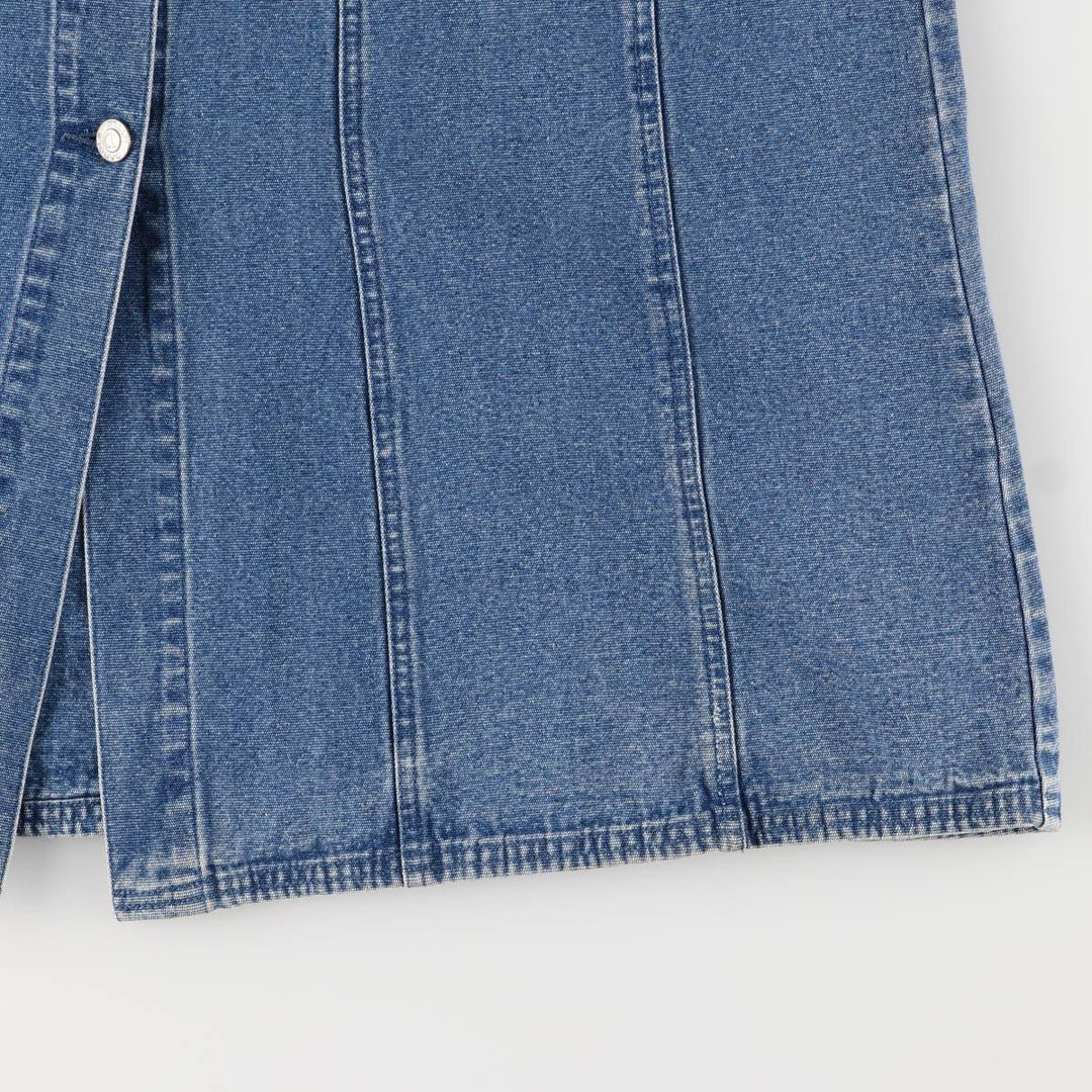 CAROLE LITTLE SPORT Open-Front Denim Long A-Line Skirt, Women's Size L cotton blue type Vintage Second Hand