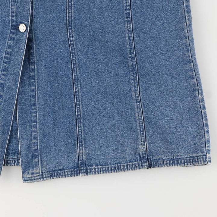 CAROLE LITTLE SPORT Open-Front Denim Long A-Line Skirt, Women's Size L cotton blue type Vintage Second Hand