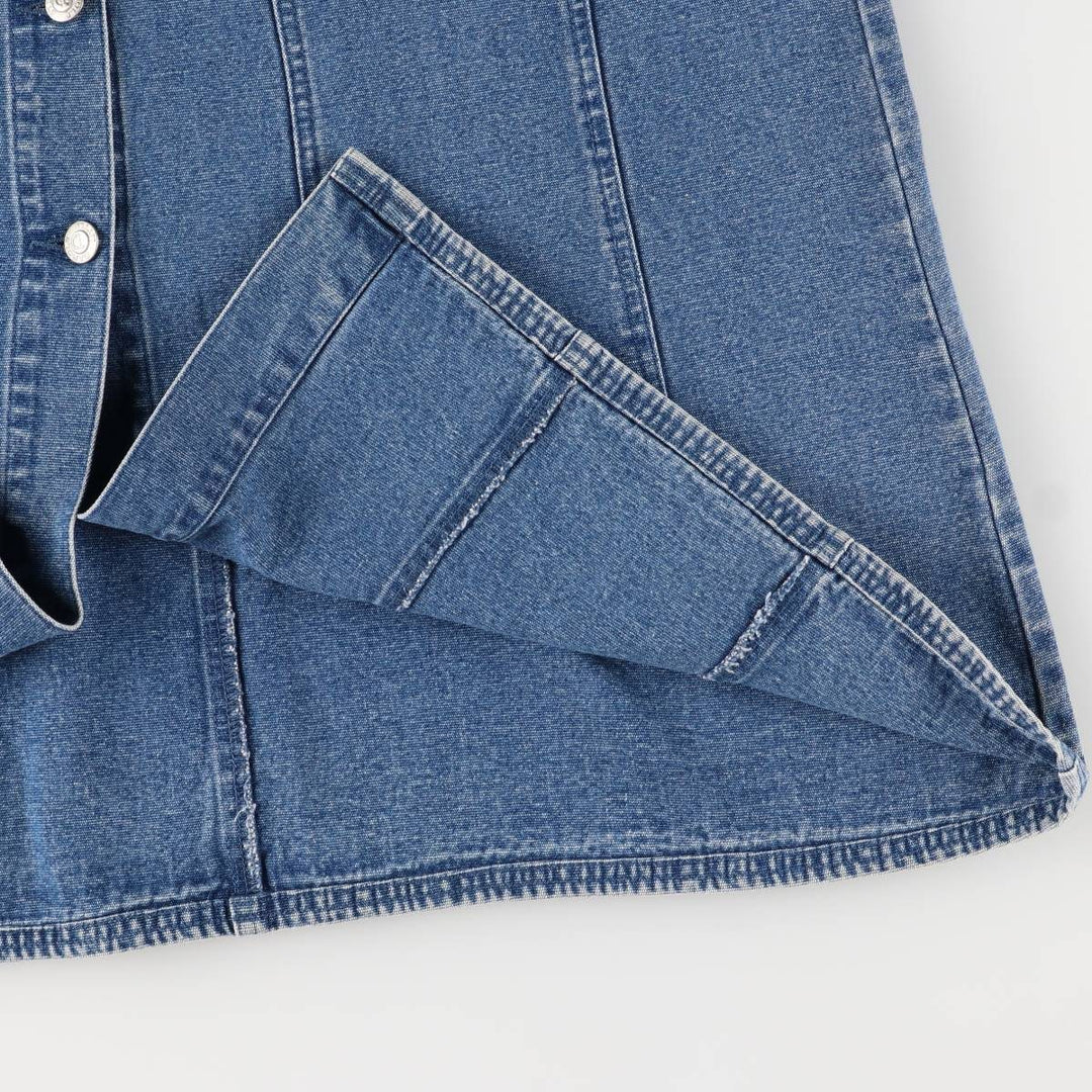 CAROLE LITTLE SPORT Open-Front Denim Long A-Line Skirt, Women's Size L cotton blue type Vintage Second Hand