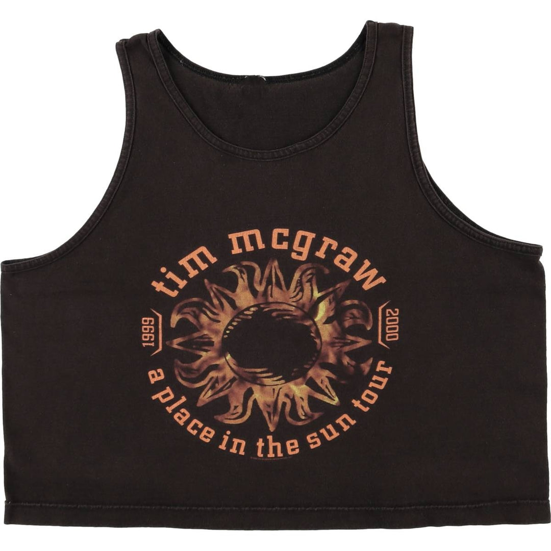 Vintage 90'S Tim McGraw cropped tank top, size L, women's unclear black type Vintage Second Hand