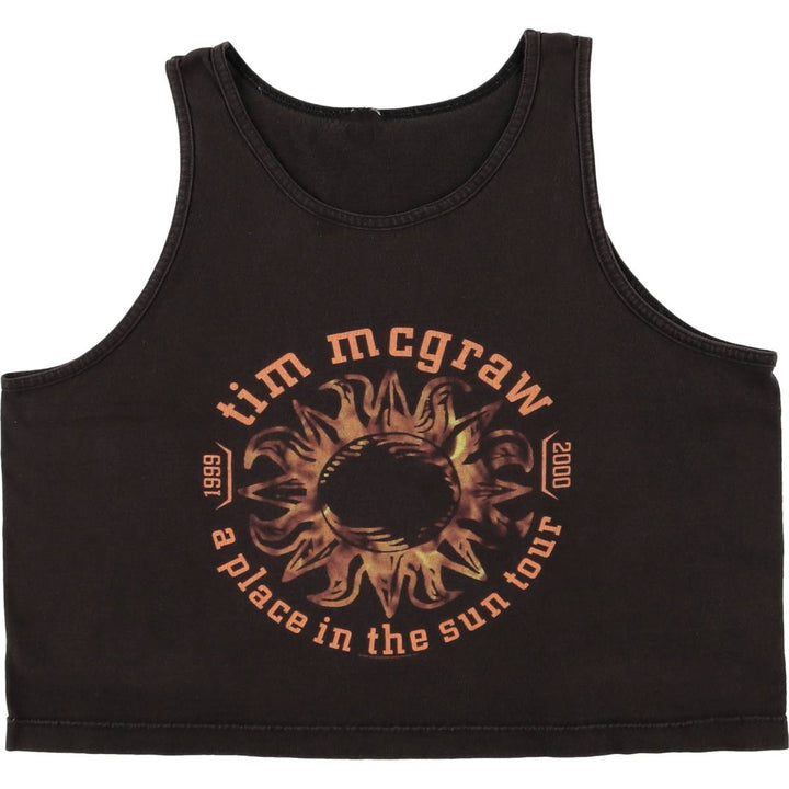 Vintage 90'S Tim McGraw cropped tank top, size L, women's unclear black type Vintage Second Hand