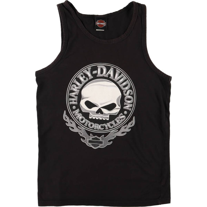Harley-Davidson Skull Pattern Tank Top, Women's, Size Medium cotton black type Vintage Second Hand
