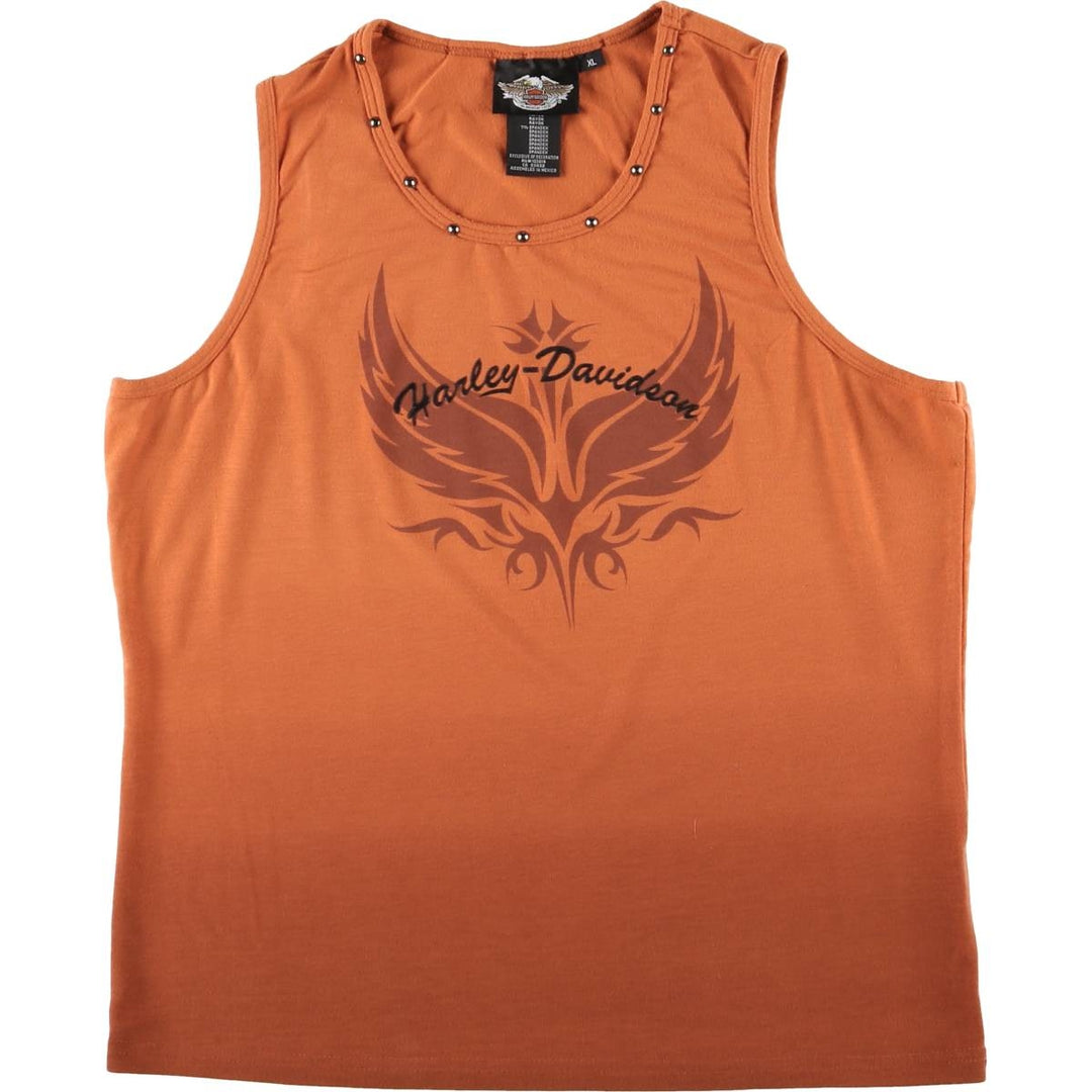 Harley-Davidson Studded Tank Top, Women's, Size XL polyester orange type Vintage Second Hand