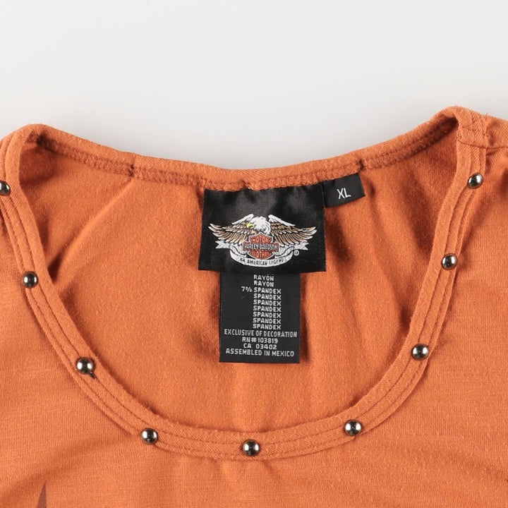 Harley-Davidson Studded Tank Top, Women's, Size XL polyester orange type Vintage Second Hand