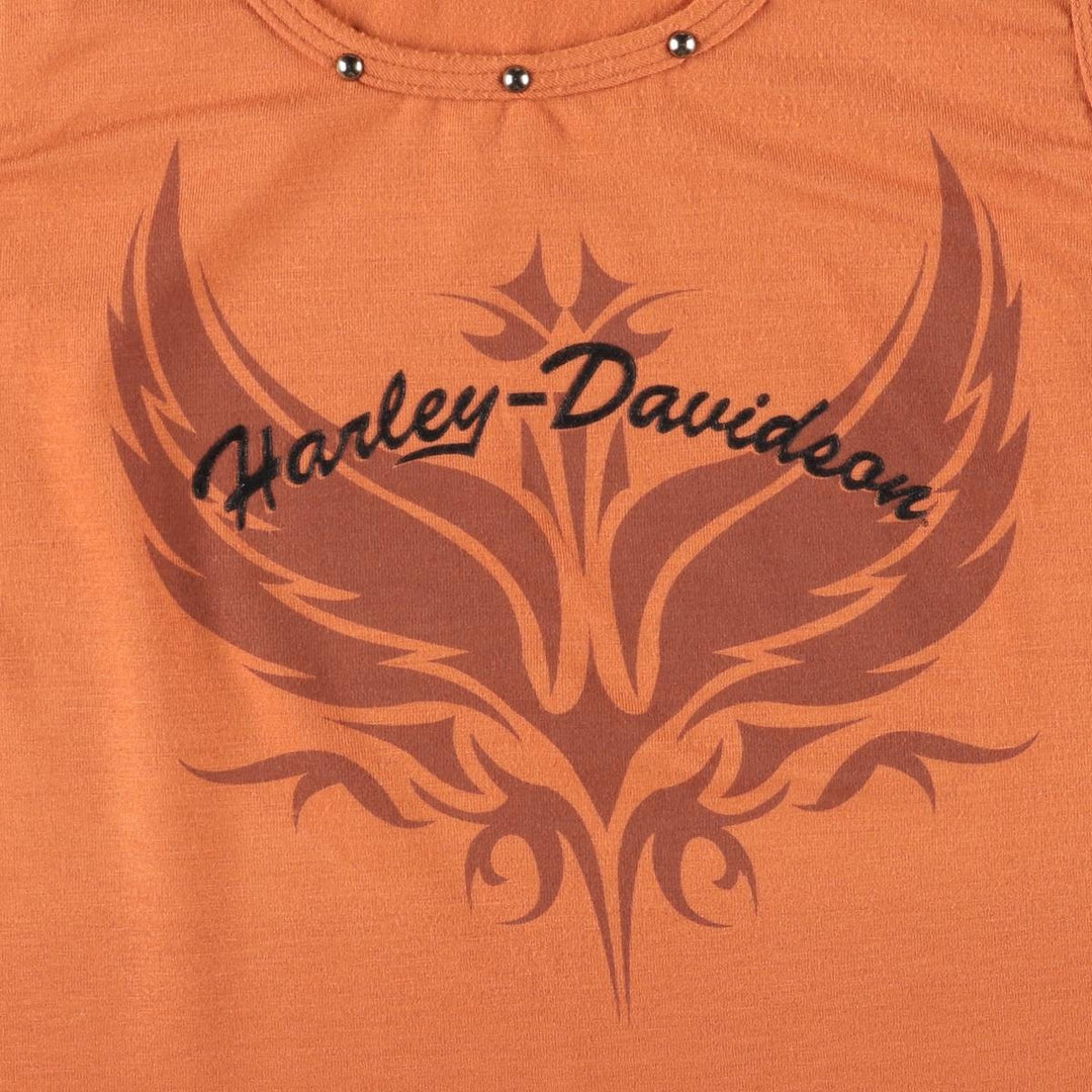 Harley-Davidson Studded Tank Top, Women's, Size XL polyester orange type Vintage Second Hand