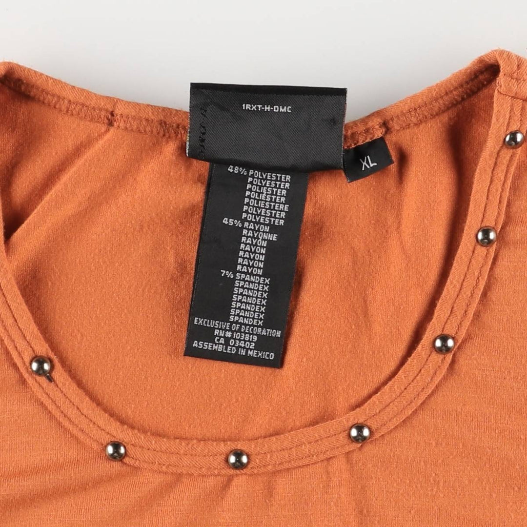 Harley-Davidson Studded Tank Top, Women's, Size XL polyester orange type Vintage Second Hand