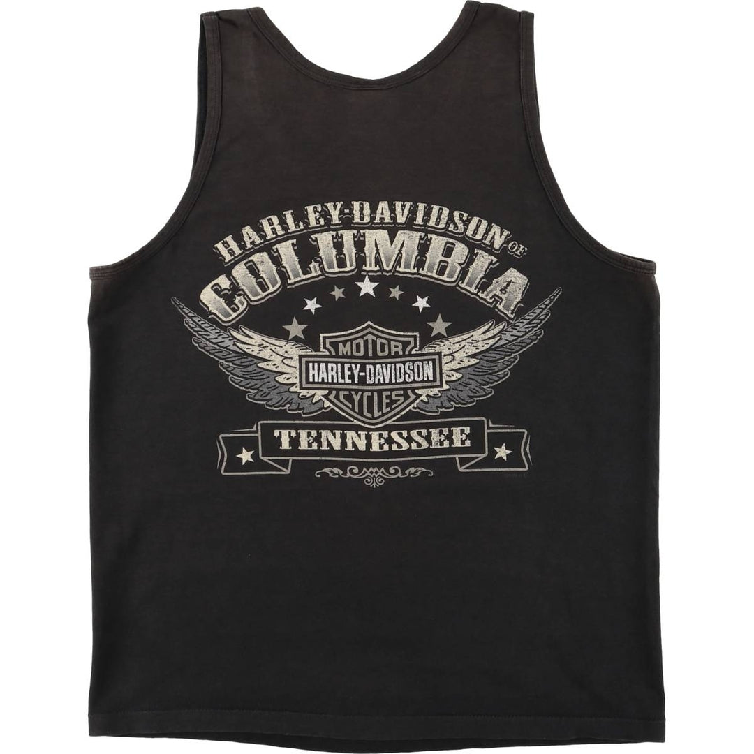 2000'S Harley-Davidson Skull Pattern Tank Top, Made in USA, Men's Size Medium cotton black type Vintage Second Hand