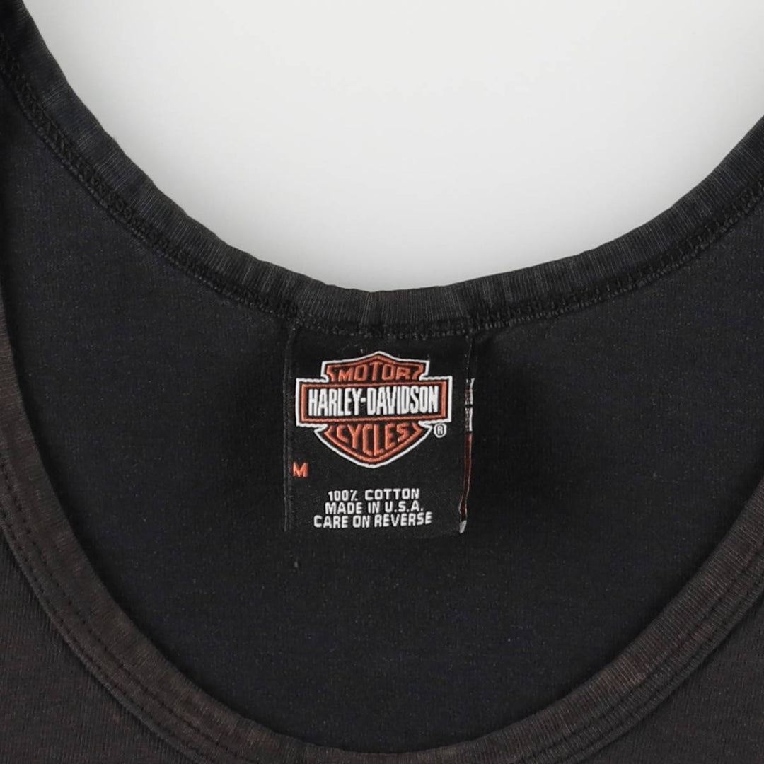 2000'S Harley-Davidson Skull Pattern Tank Top, Made in USA, Men's Size Medium cotton black type Vintage Second Hand