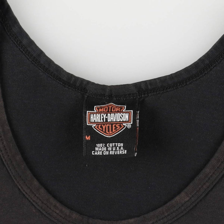 2000'S Harley-Davidson Skull Pattern Tank Top, Made in USA, Men's Size Medium cotton black type Vintage Second Hand
