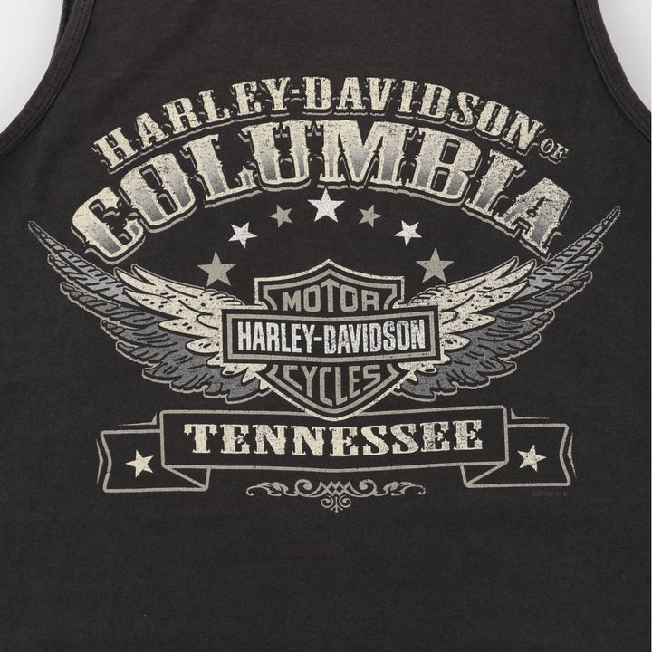 2000'S Harley-Davidson Skull Pattern Tank Top, Made in USA, Men's Size Medium cotton black type Vintage Second Hand
