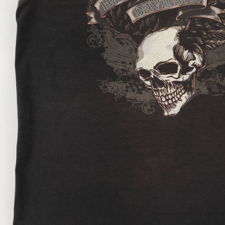 2000'S Harley-Davidson Skull Pattern Tank Top, Made in USA, Men's Size Medium cotton black type Vintage Second Hand