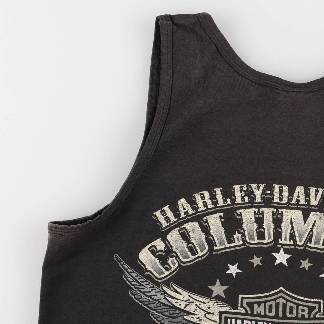 2000'S Harley-Davidson Skull Pattern Tank Top, Made in USA, Men's Size Medium cotton black type Vintage Second Hand