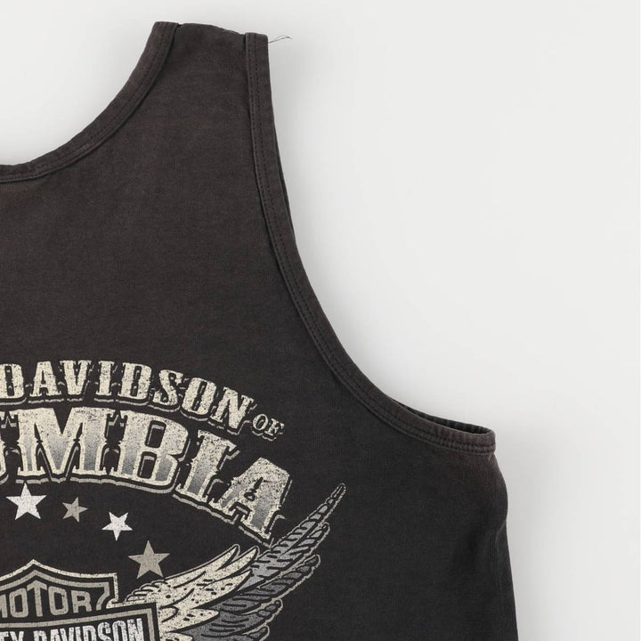 2000'S Harley-Davidson Skull Pattern Tank Top, Made in USA, Men's Size Medium cotton black type Vintage Second Hand