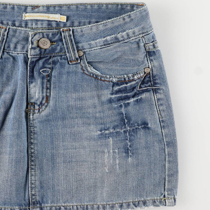 REMIN IS CENCEBOY Denim Trapezoid Mini Skirt, Women's Size XL unclear blue type Vintage Second Hand