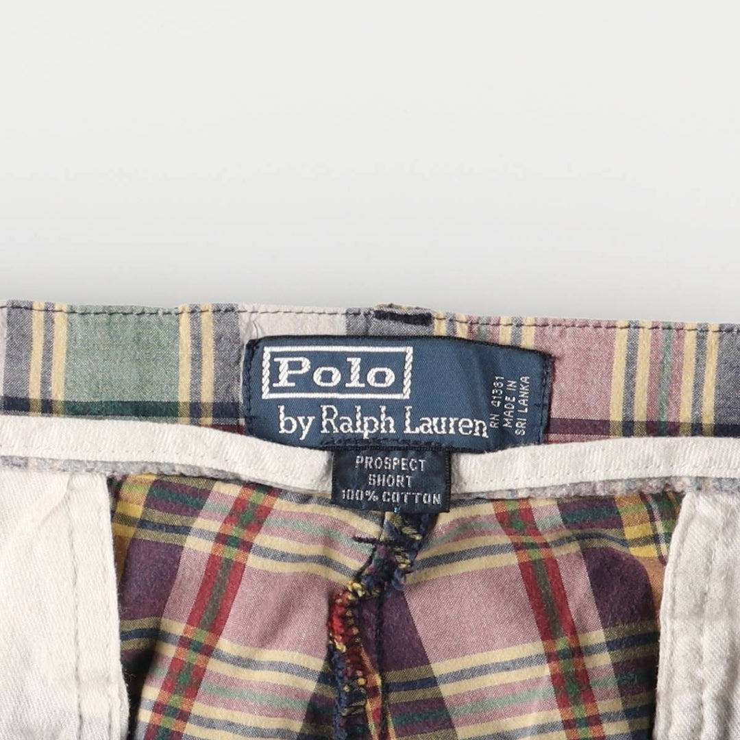 Ralph Lauren POLO by Ralph Lauren PROSPECT SHORT Check Pattern Cotton Shorts, Men's Size W32 cotton navy blue type Vintage Second Hand