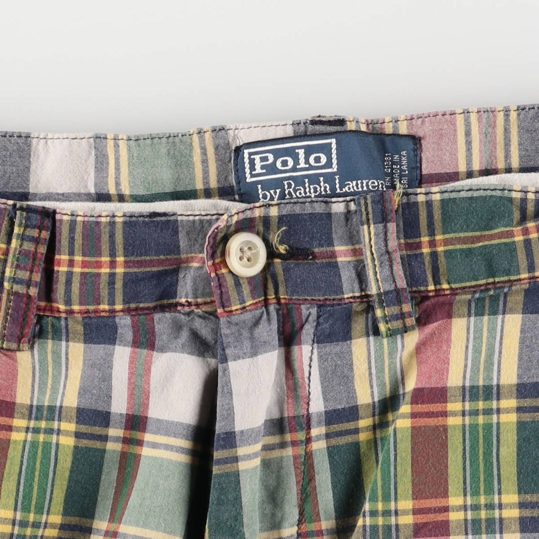 Ralph Lauren POLO by Ralph Lauren PROSPECT SHORT Check Pattern Cotton Shorts, Men's Size W32 cotton navy blue type Vintage Second Hand