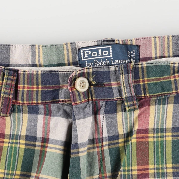 Ralph Lauren POLO by Ralph Lauren PROSPECT SHORT Check Pattern Cotton Shorts, Men's Size W32 cotton navy blue type Vintage Second Hand