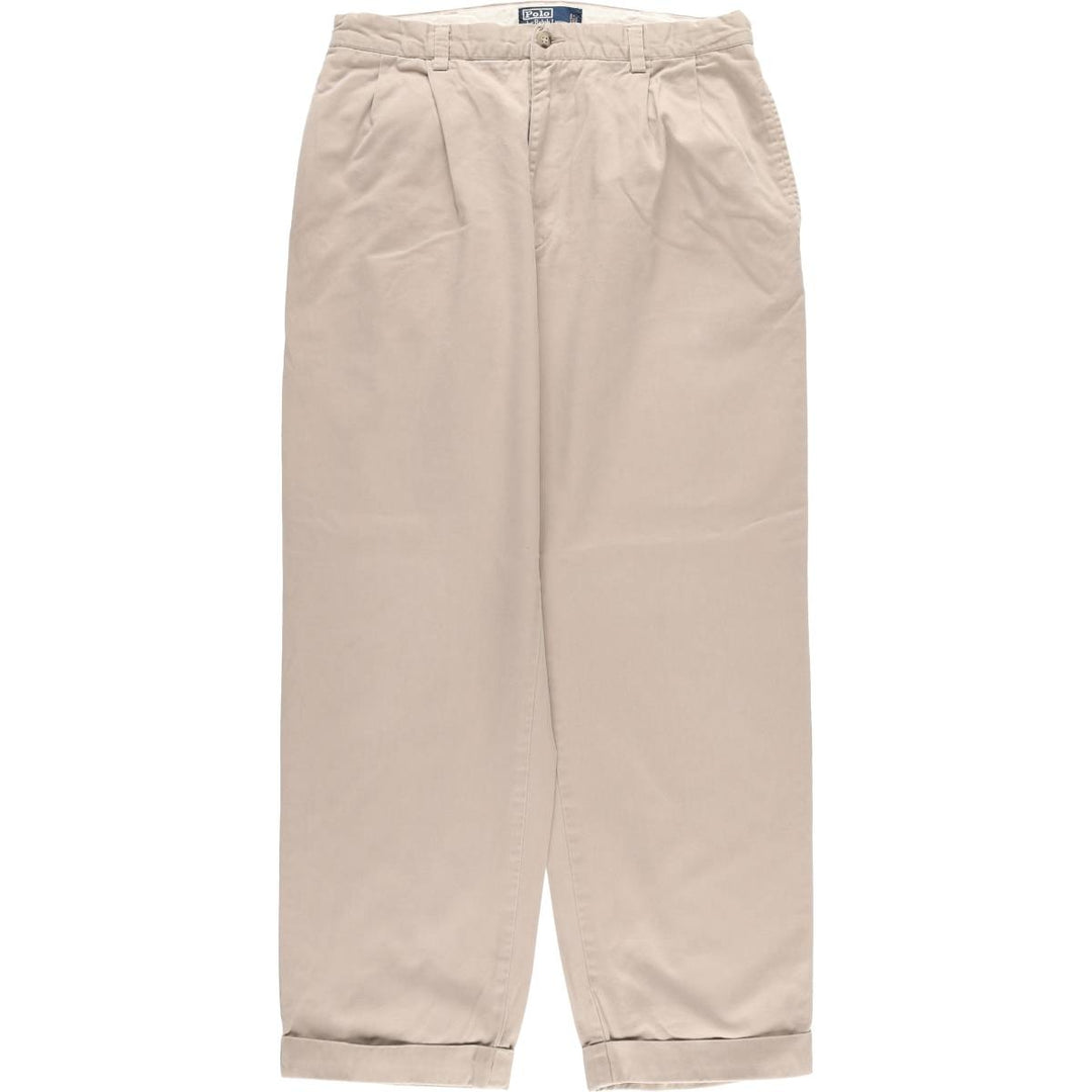 Ralph Lauren POLO by Ralph Lauren HAMMOND PANT, two-pleat chino pants, men's, w34 equivalent cotton Beige type Vintage Second Hand