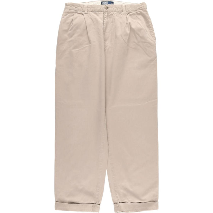 Ralph Lauren POLO by Ralph Lauren HAMMOND PANT, two-pleat chino pants, men's, w34 equivalent cotton Beige type Vintage Second Hand