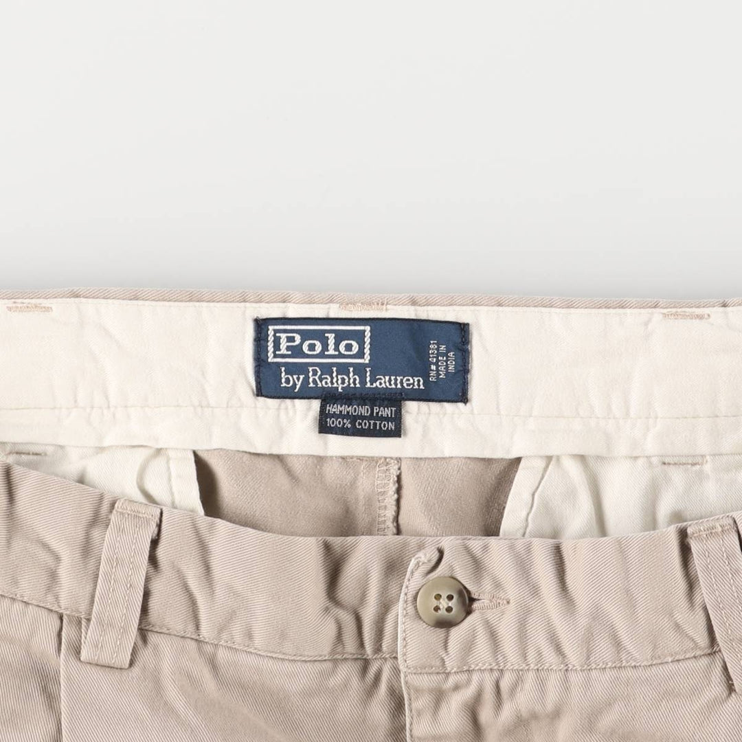 Ralph Lauren POLO by Ralph Lauren HAMMOND PANT, two-pleat chino pants, men's, w34 equivalent cotton Beige type Vintage Second Hand