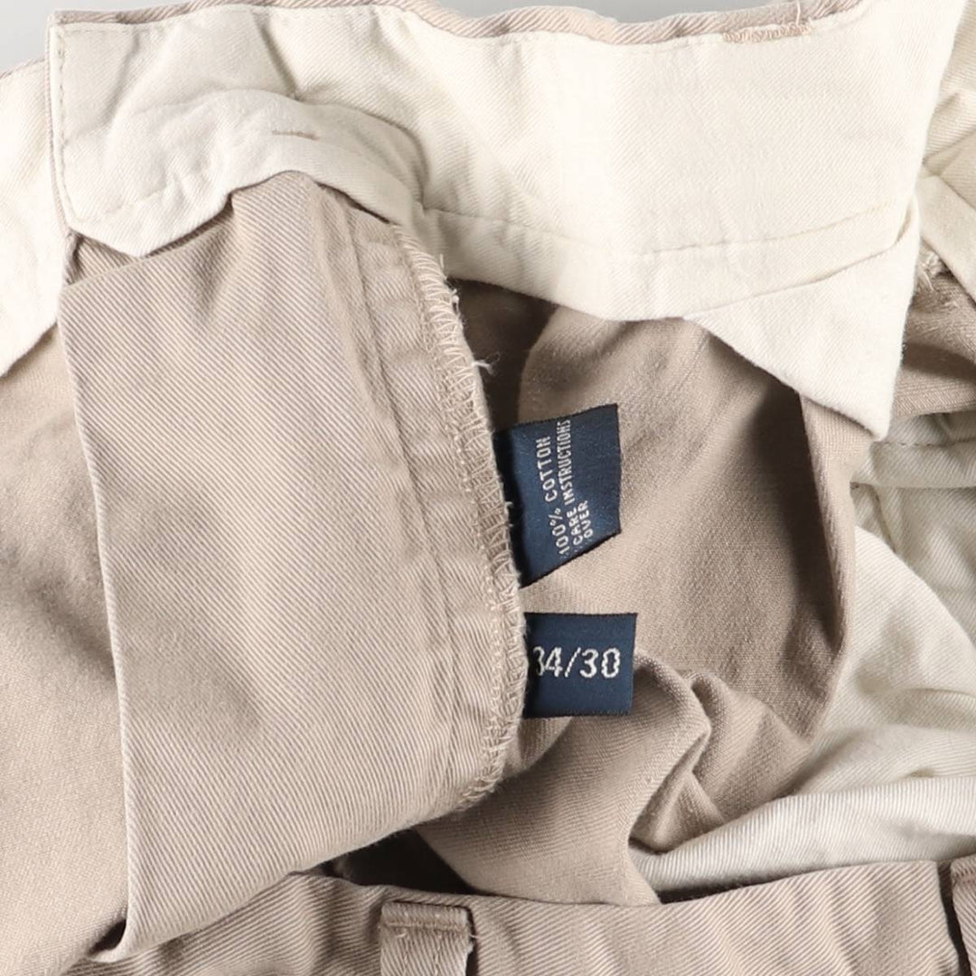 Ralph Lauren POLO by Ralph Lauren HAMMOND PANT, two-pleat chino pants, men's, w34 equivalent cotton Beige type Vintage Second Hand