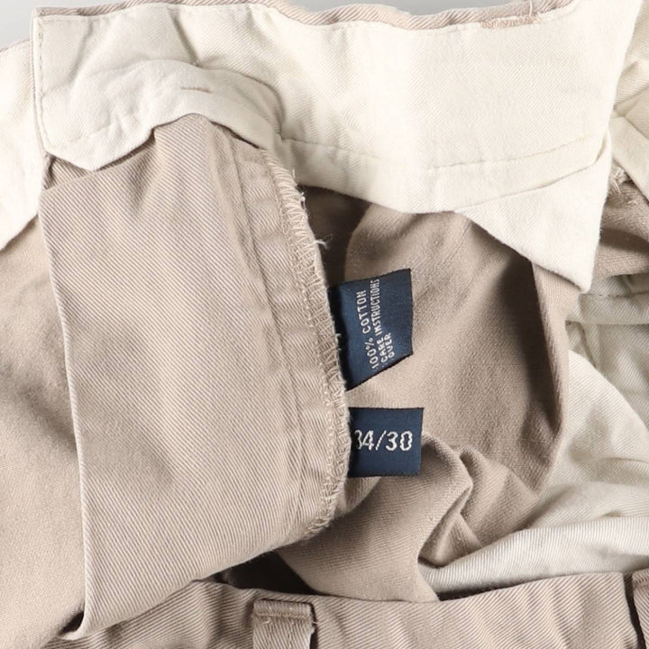 Ralph Lauren POLO by Ralph Lauren HAMMOND PANT, two-pleat chino pants, men's, w34 equivalent cotton Beige type Vintage Second Hand