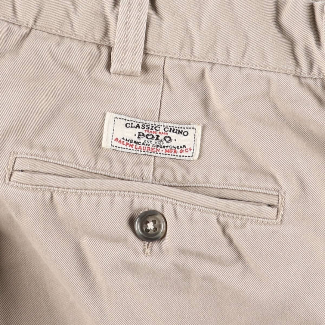 Ralph Lauren POLO by Ralph Lauren HAMMOND PANT, two-pleat chino pants, men's, w34 equivalent cotton Beige type Vintage Second Hand