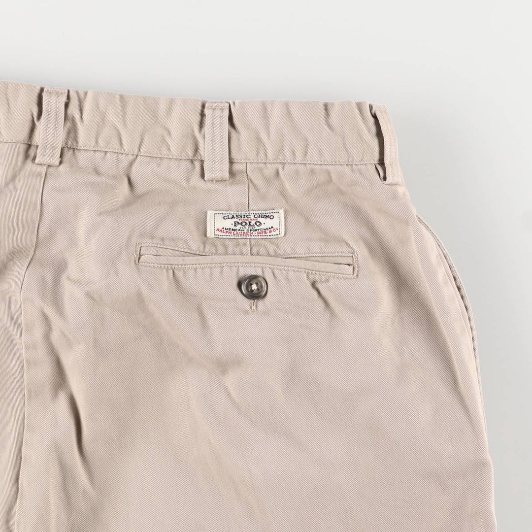 Ralph Lauren POLO by Ralph Lauren HAMMOND PANT, two-pleat chino pants, men's, w34 equivalent cotton Beige type Vintage Second Hand