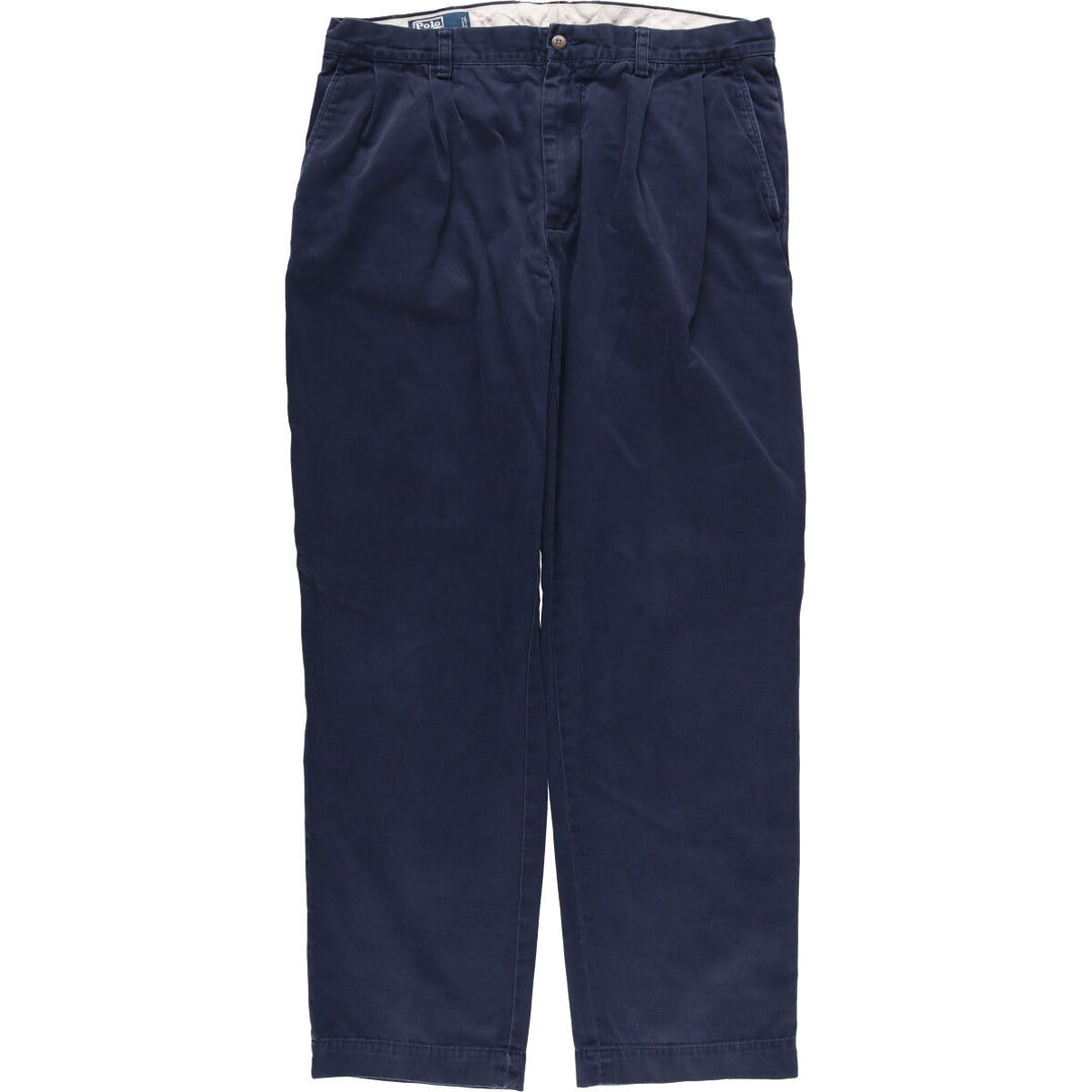 Ralph Lauren POLO by Ralph Lauren EVERSE PLEATED two-pleat chino pants, men's size W36 cotton navy blue type Vintage Second Hand