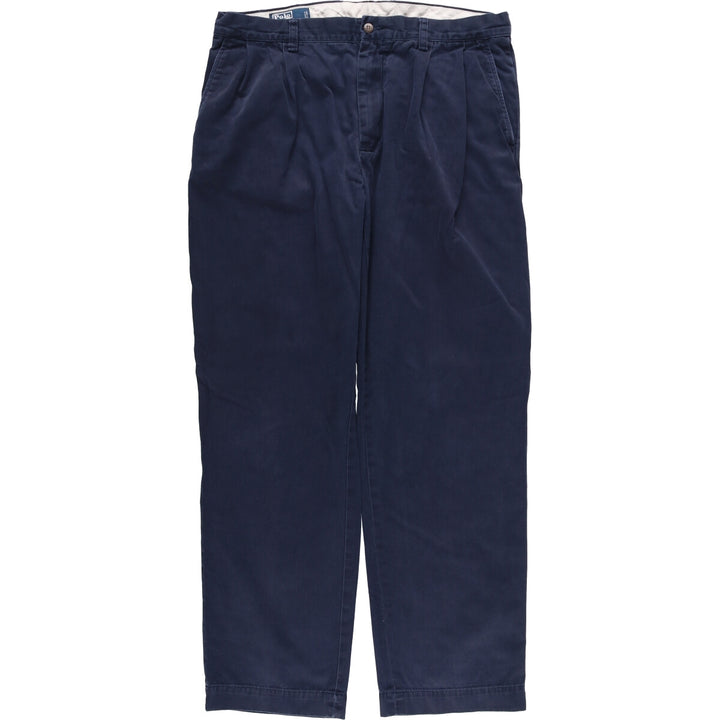Ralph Lauren POLO by Ralph Lauren EVERSE PLEATED two-pleat chino pants, men's size W36 cotton navy blue type Vintage Second Hand