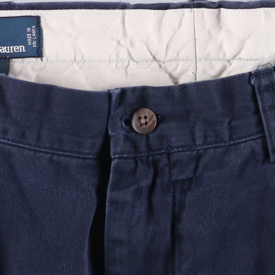 Ralph Lauren POLO by Ralph Lauren EVERSE PLEATED two-pleat chino pants, men's size W36 cotton navy blue type Vintage Second Hand