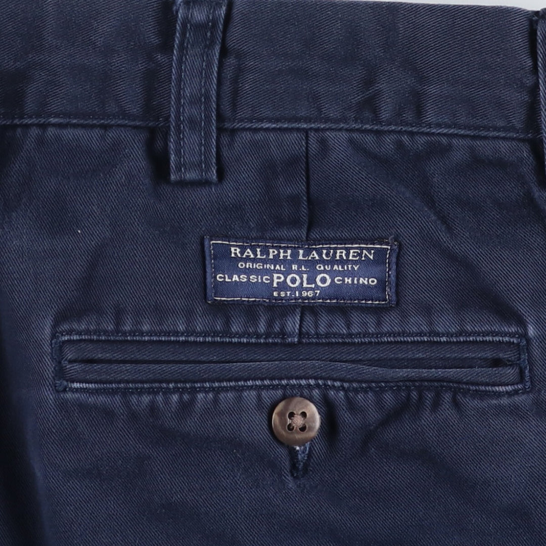 Ralph Lauren POLO by Ralph Lauren EVERSE PLEATED two-pleat chino pants, men's size W36 cotton navy blue type Vintage Second Hand
