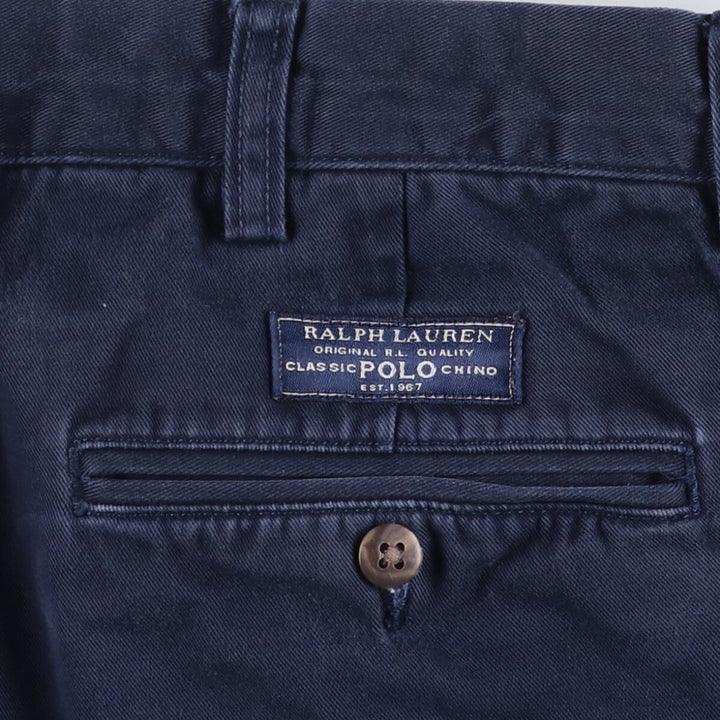 Ralph Lauren POLO by Ralph Lauren EVERSE PLEATED two-pleat chino pants, men's size W36 cotton navy blue type Vintage Second Hand