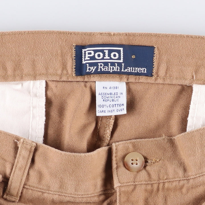 Ralph Lauren POLO by Ralph Lauren Two-pleat Chino Pants for Men, W34 equivalent cotton brown type Vintage Second Hand