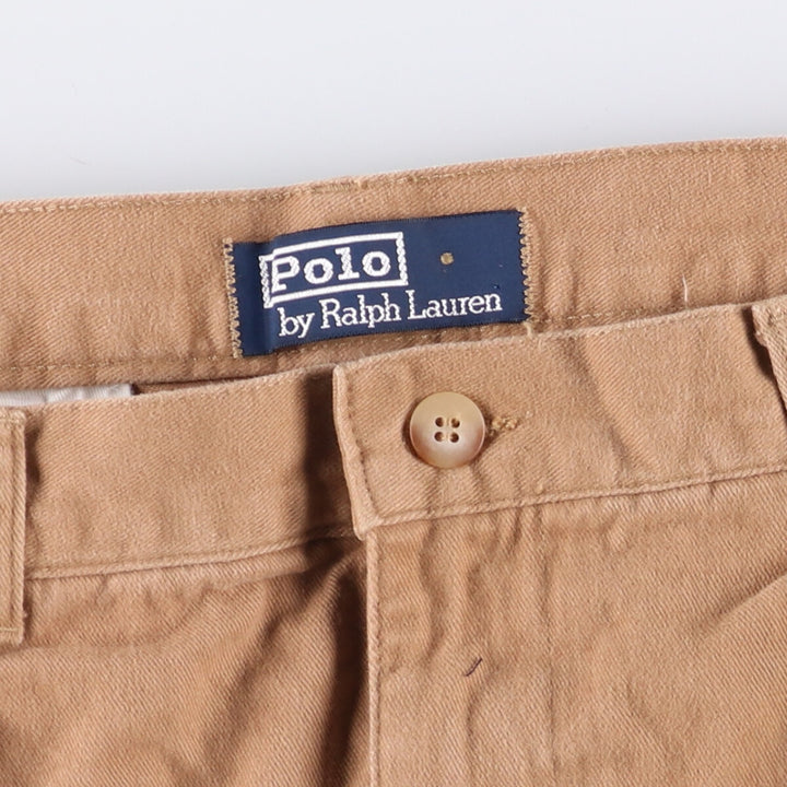 Ralph Lauren POLO by Ralph Lauren Two-pleat Chino Pants for Men, W34 equivalent cotton brown type Vintage Second Hand