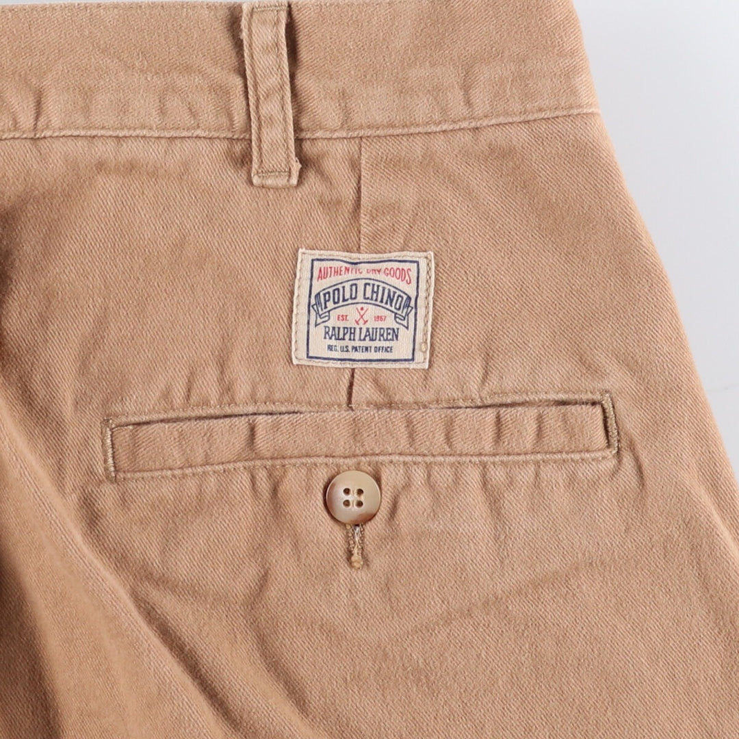 Ralph Lauren POLO by Ralph Lauren Two-pleat Chino Pants for Men, W34 equivalent cotton brown type Vintage Second Hand