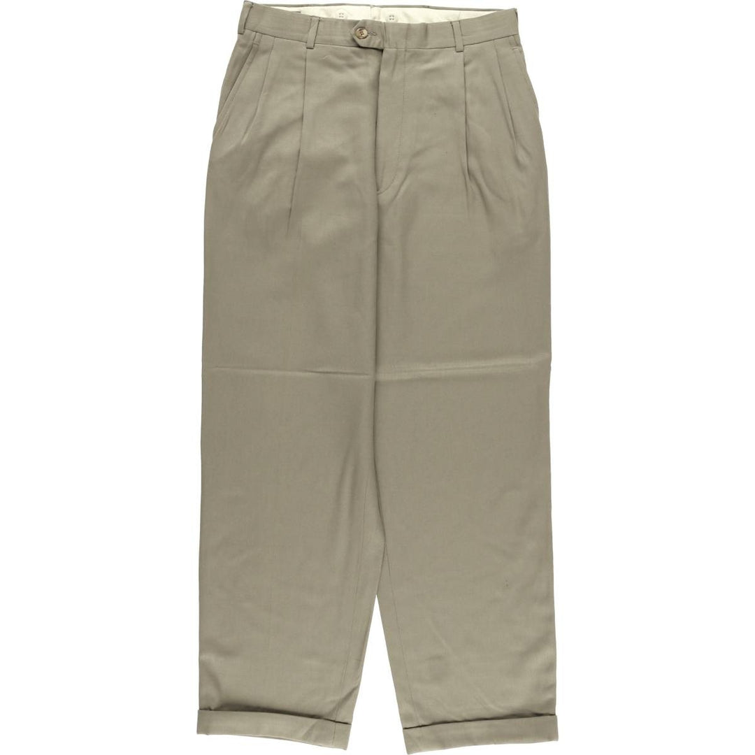 K DE TAYLES Two-pleat Wool Pants, Slacks, Made in USA, Men's, Size W30 wool Khaki type beige Vintage Second Hand