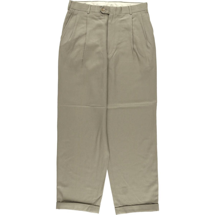 K DE TAYLES Two-pleat Wool Pants, Slacks, Made in USA, Men's, Size W30 wool Khaki type beige Vintage Second Hand