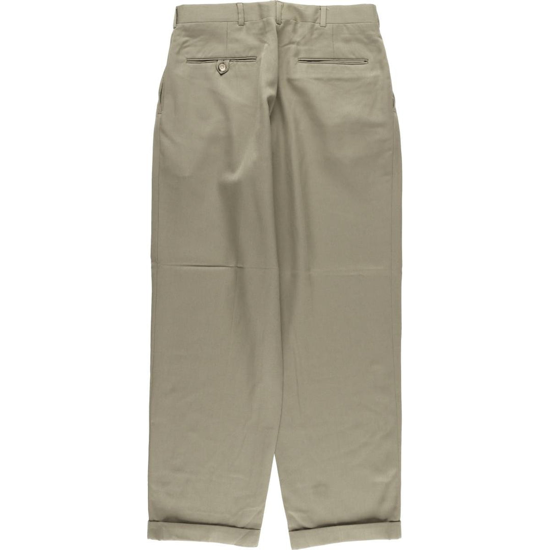 K DE TAYLES Two-pleat Wool Pants, Slacks, Made in USA, Men's, Size W30 wool Khaki type beige Vintage Second Hand