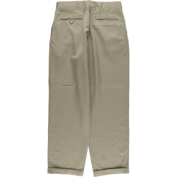 K DE TAYLES Two-pleat Wool Pants, Slacks, Made in USA, Men's, Size W30 wool Khaki type beige Vintage Second Hand