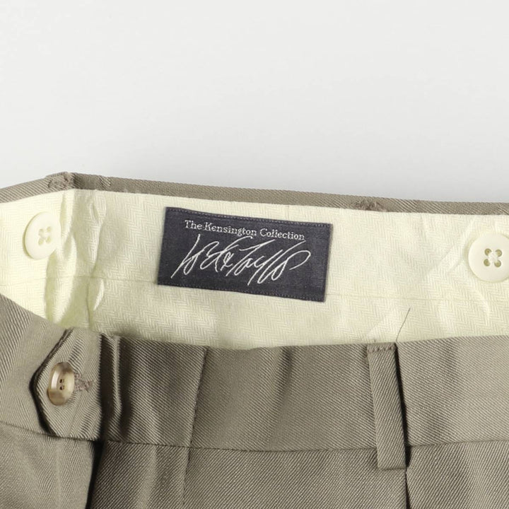 K DE TAYLES Two-pleat Wool Pants, Slacks, Made in USA, Men's, Size W30 wool Khaki type beige Vintage Second Hand