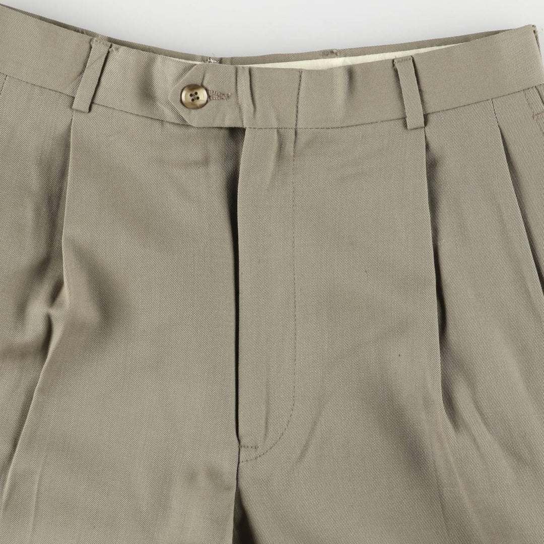 K DE TAYLES Two-pleat Wool Pants, Slacks, Made in USA, Men's, Size W30 wool Khaki type beige Vintage Second Hand