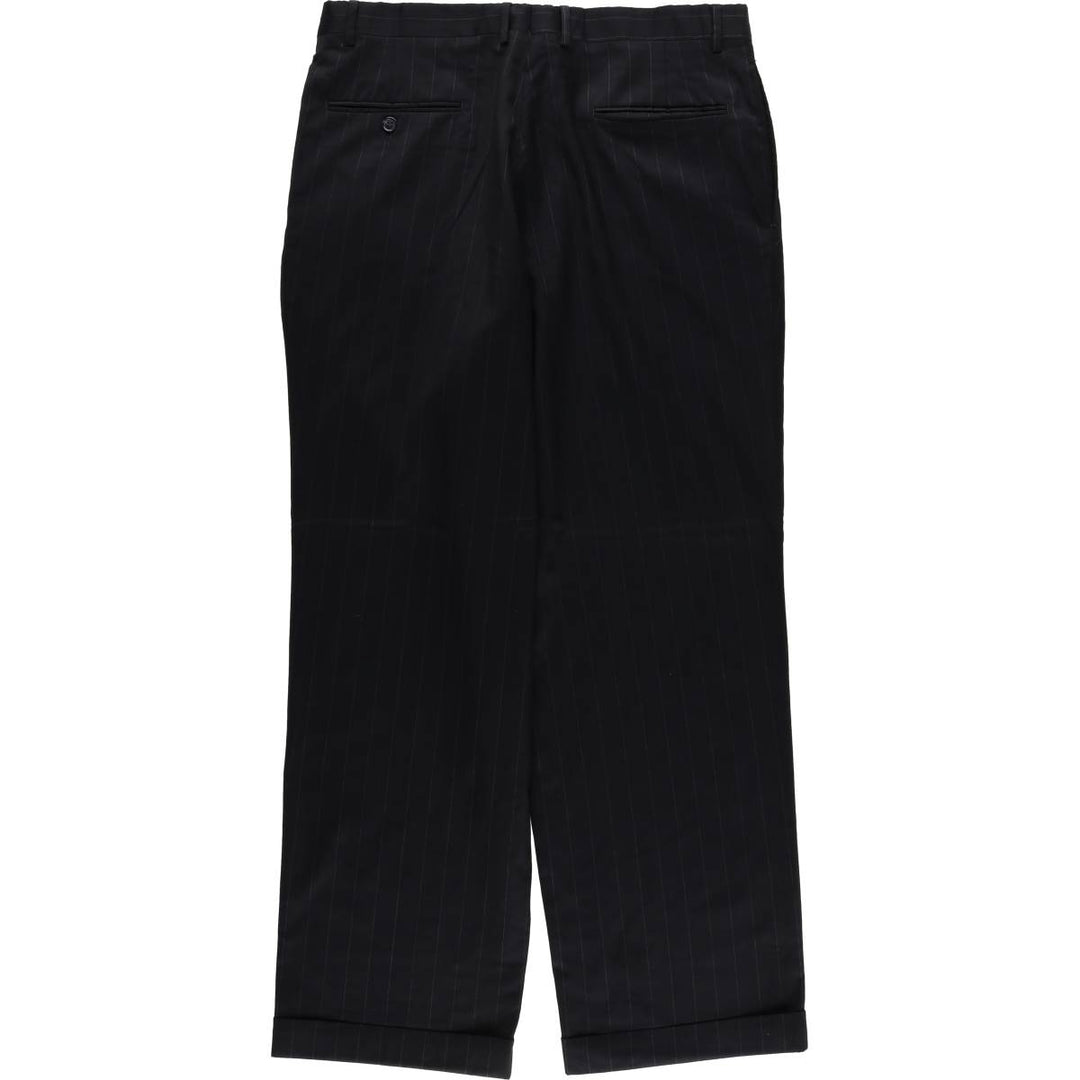 JOS.A.BANK Stripe Pattern Two-Pleated Slacks, Men's Size 35 unclear navy blue type Vintage Second Hand