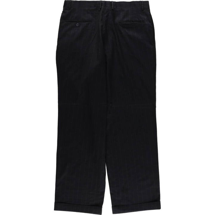 JOS.A.BANK Stripe Pattern Two-Pleated Slacks, Men's Size 35 unclear navy blue type Vintage Second Hand