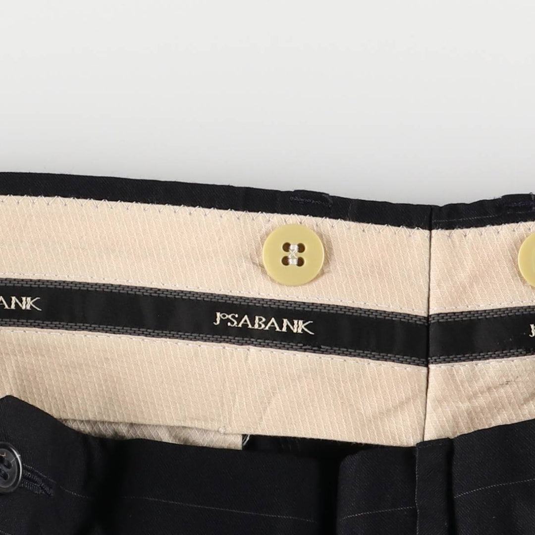 JOS.A.BANK Stripe Pattern Two-Pleated Slacks, Men's Size 35 unclear navy blue type Vintage Second Hand