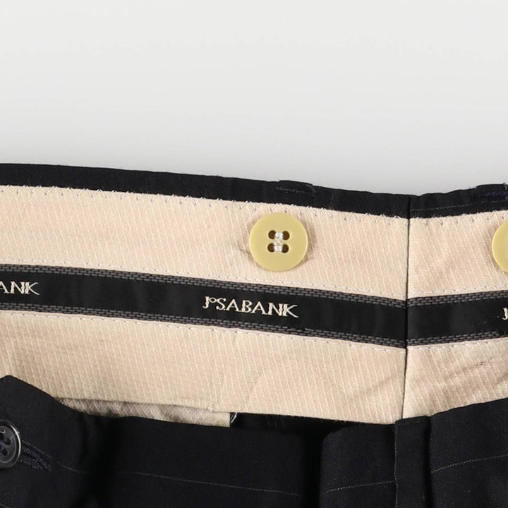 JOS.A.BANK Stripe Pattern Two-Pleated Slacks, Men's Size 35 unclear navy blue type Vintage Second Hand